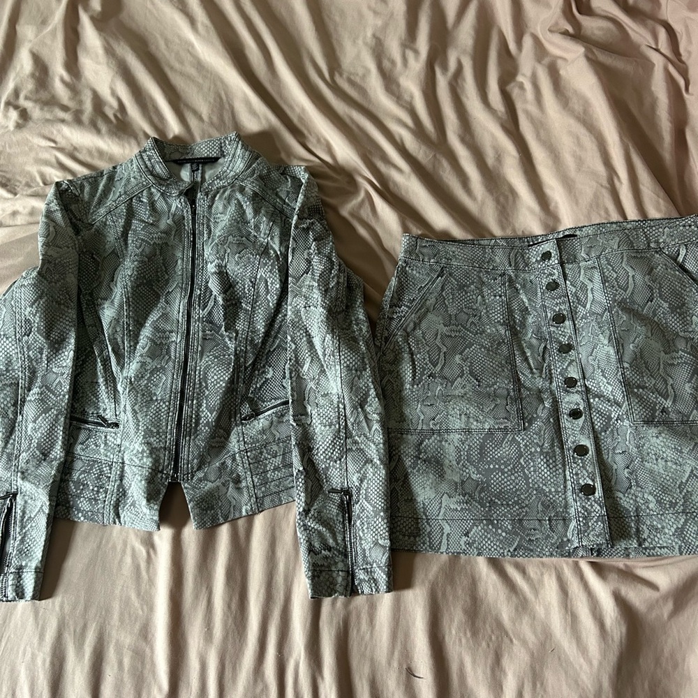 White House Black Market Snake Print Bomber Jacket